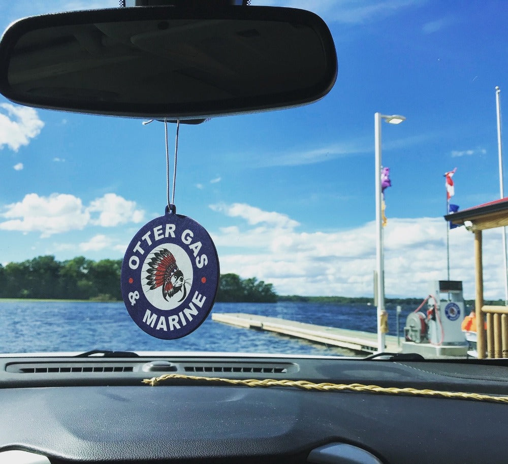 customer air fresheners hanging in car.