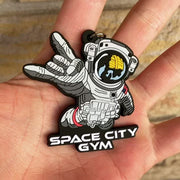 Spacecity business custom rubber PVC keychains upclose
