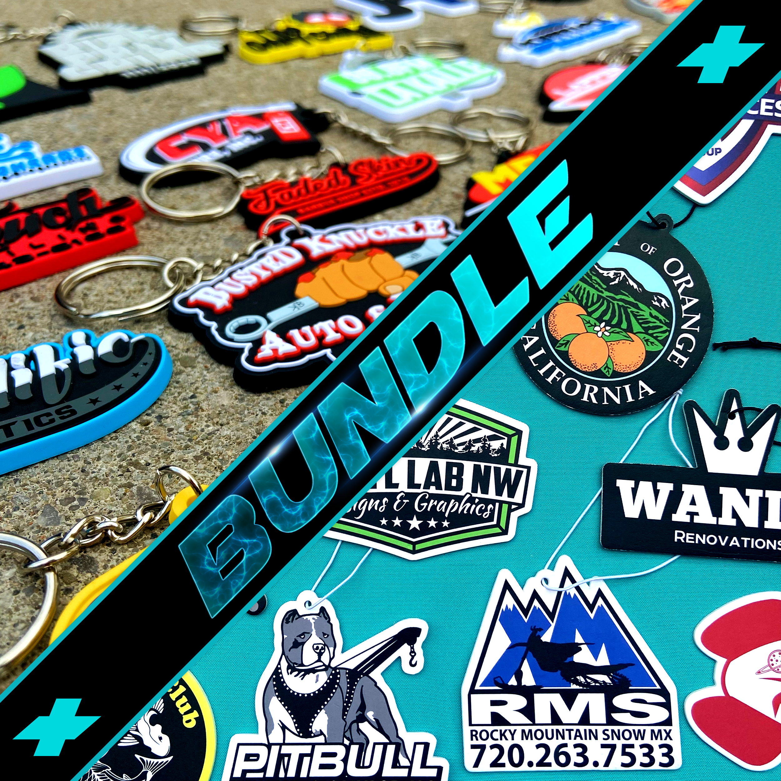 BUNDLE: Custom Keychains & Custom Air Fresheners