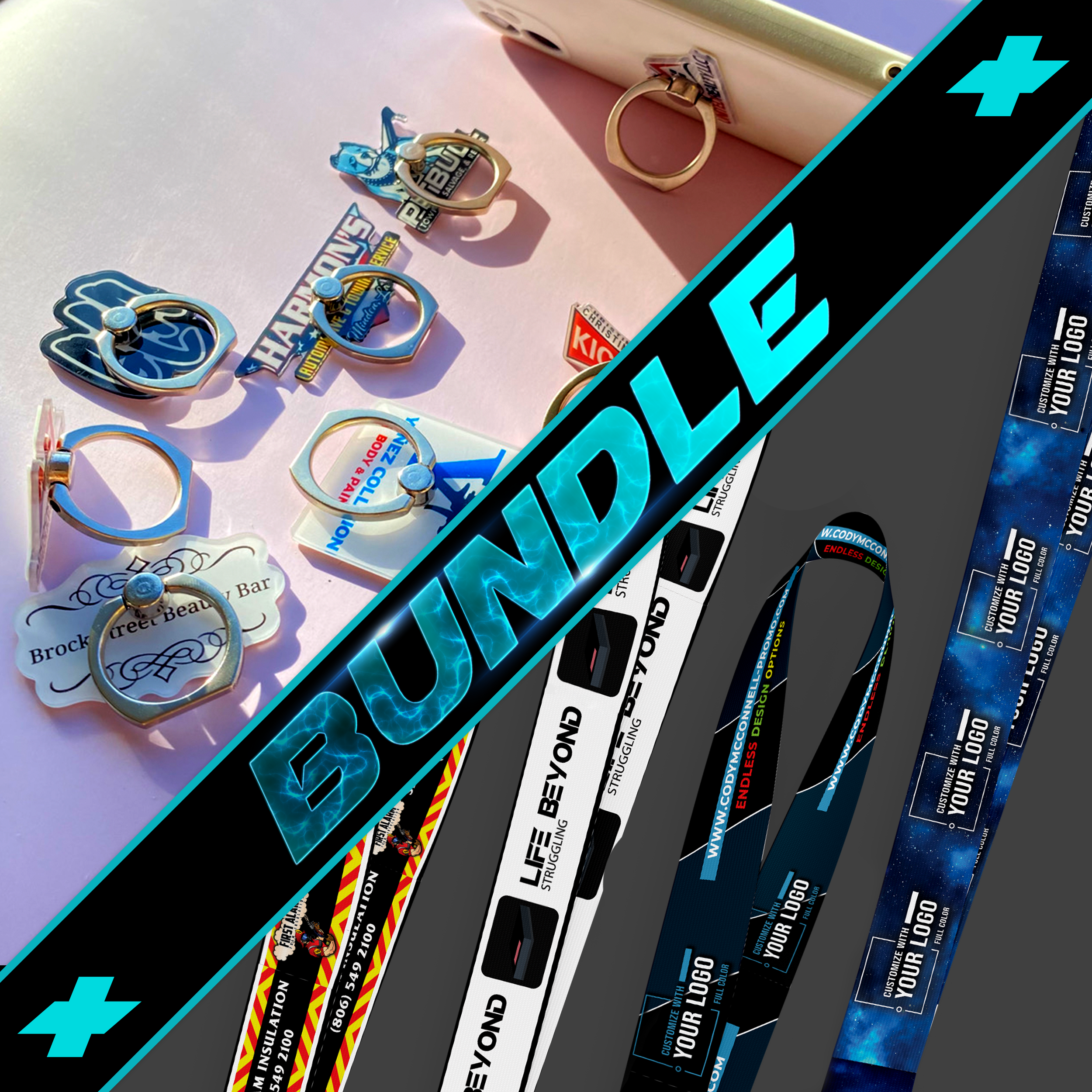 BUNDLE: Custom Lanyards & Custom Phone Rings
